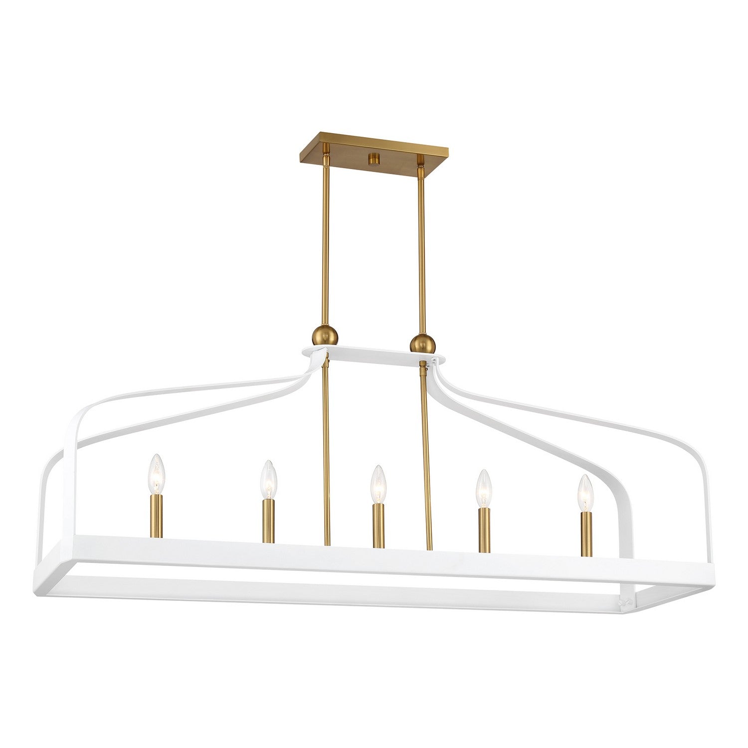 Savoy House - 1-7804-5-142 - Five Light Linear Chandelier - Sheffield - White with Warm Brass Accents