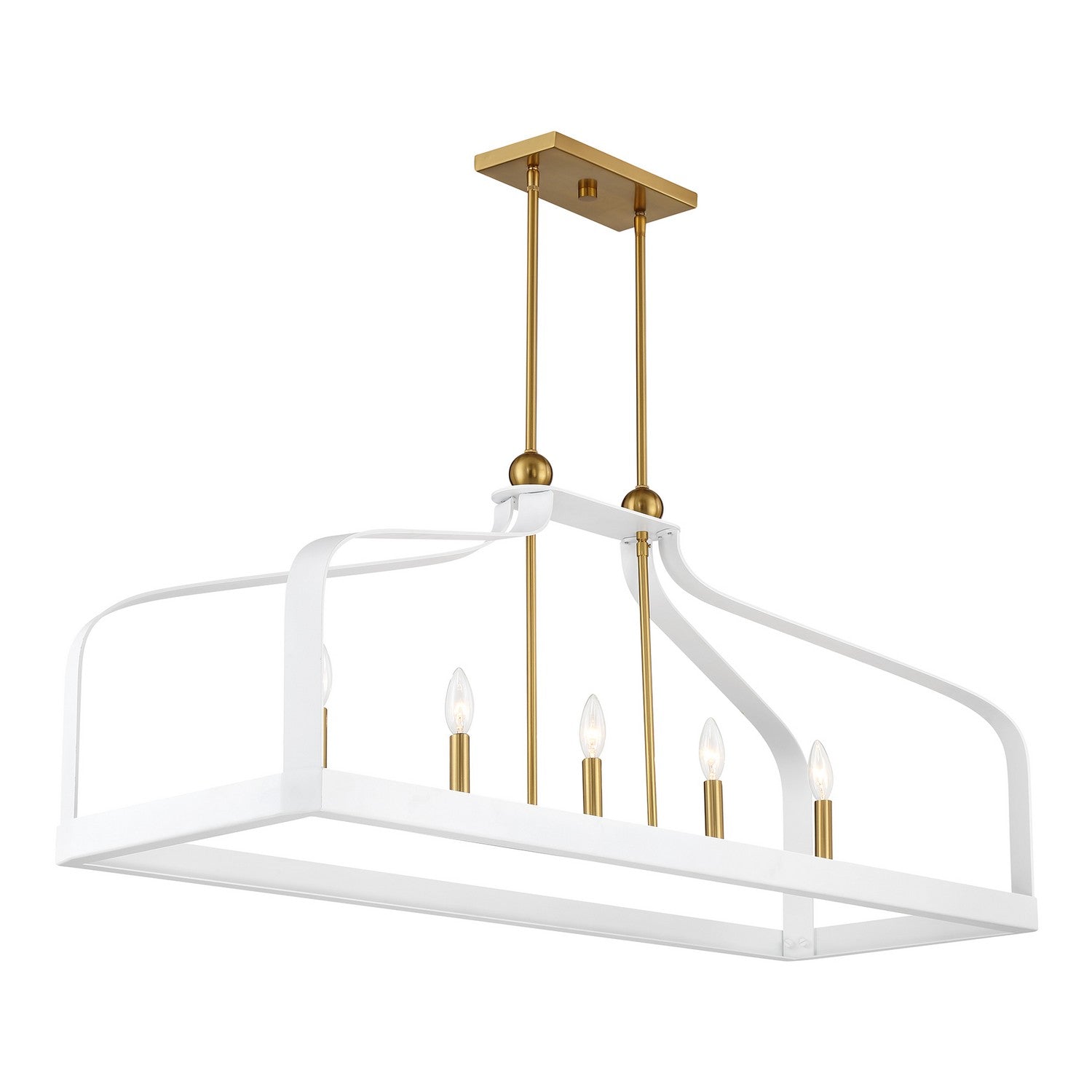 Savoy House - 1-7804-5-142 - Five Light Linear Chandelier - Sheffield - White with Warm Brass Accents