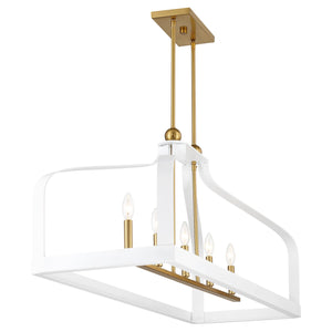 Savoy House - 1-7804-5-142 - Five Light Linear Chandelier - Sheffield - White with Warm Brass Accents