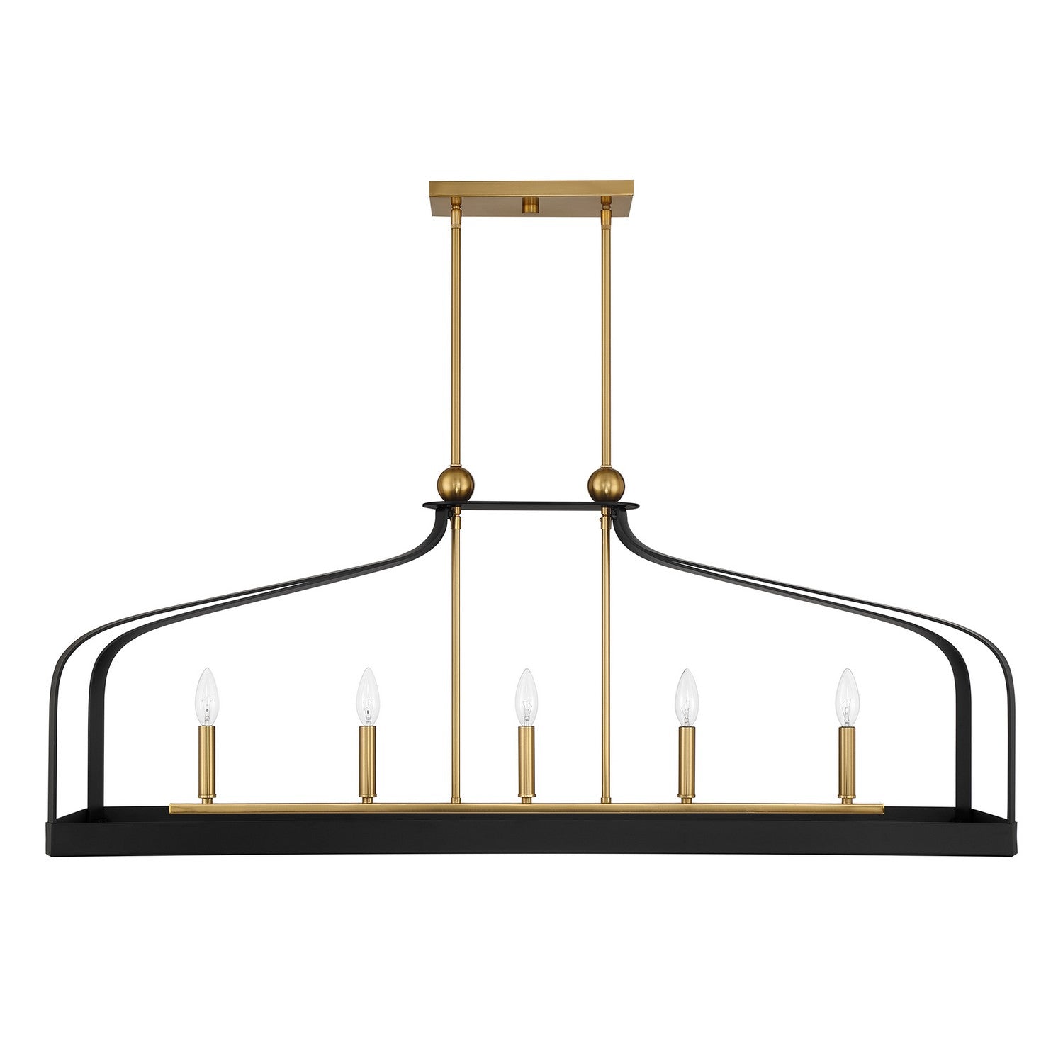 Savoy House - 1-7804-5-143 - Five Light Linear Chandelier - Sheffield - Matte Black with Warm Brass Accents