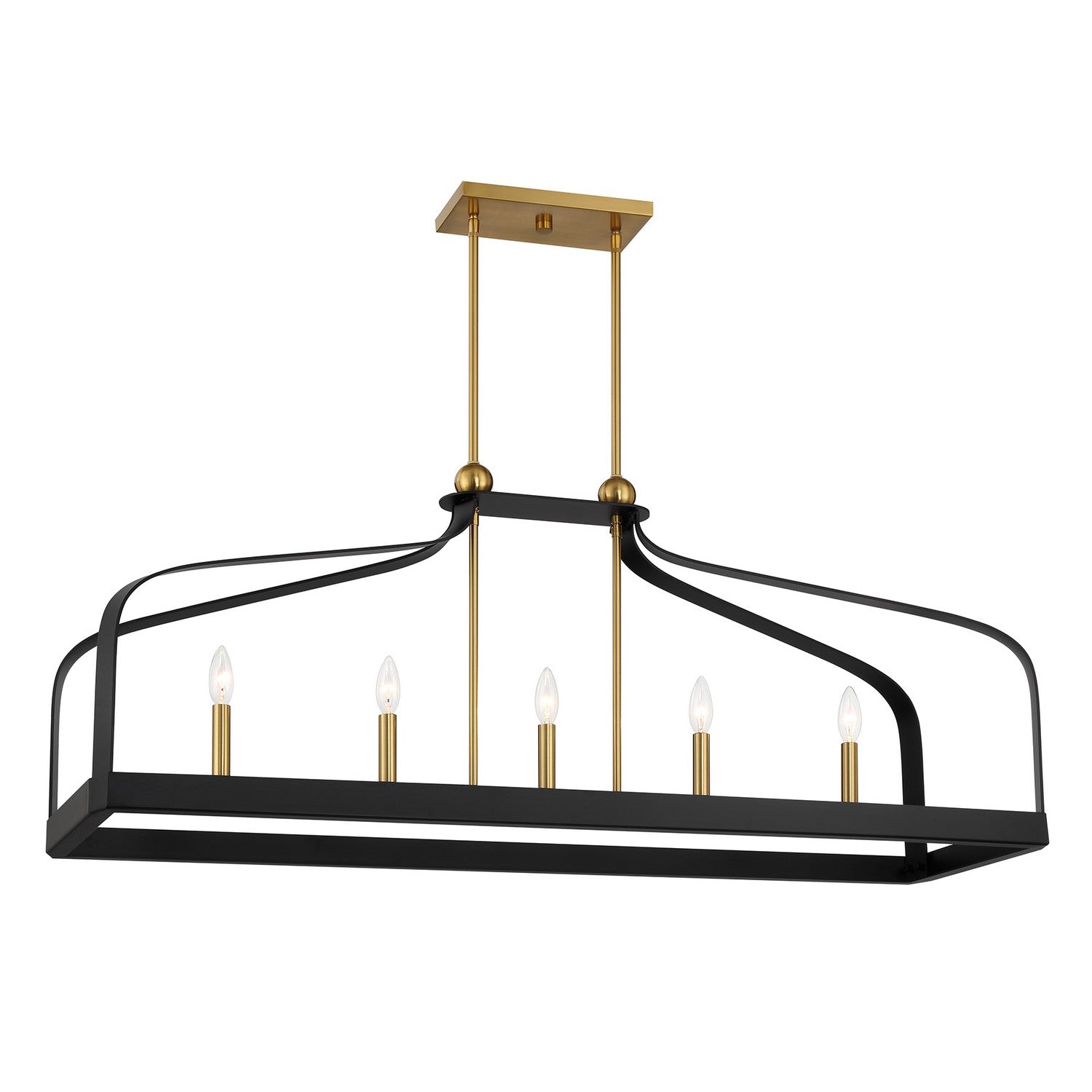 Savoy House - 1-7804-5-143 - Five Light Linear Chandelier - Sheffield - Matte Black with Warm Brass Accents