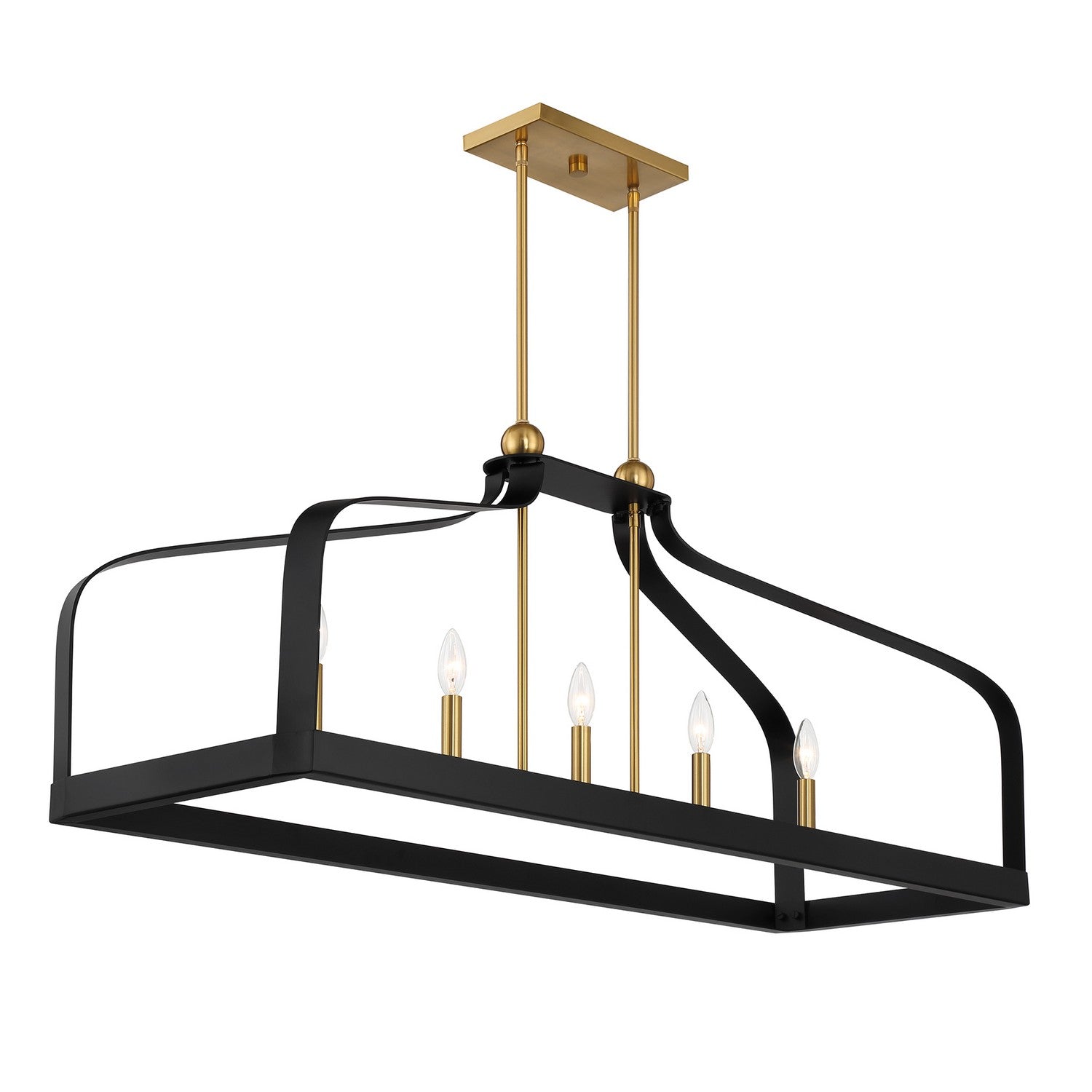 Savoy House - 1-7804-5-143 - Five Light Linear Chandelier - Sheffield - Matte Black with Warm Brass Accents