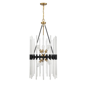 Savoy House - 3-1936-6-143 - Six Light Pendant - Santiago - Matte Black with Warm Brass Accents