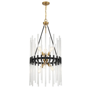 Savoy House - 3-1936-6-143 - Six Light Pendant - Santiago - Matte Black with Warm Brass Accents