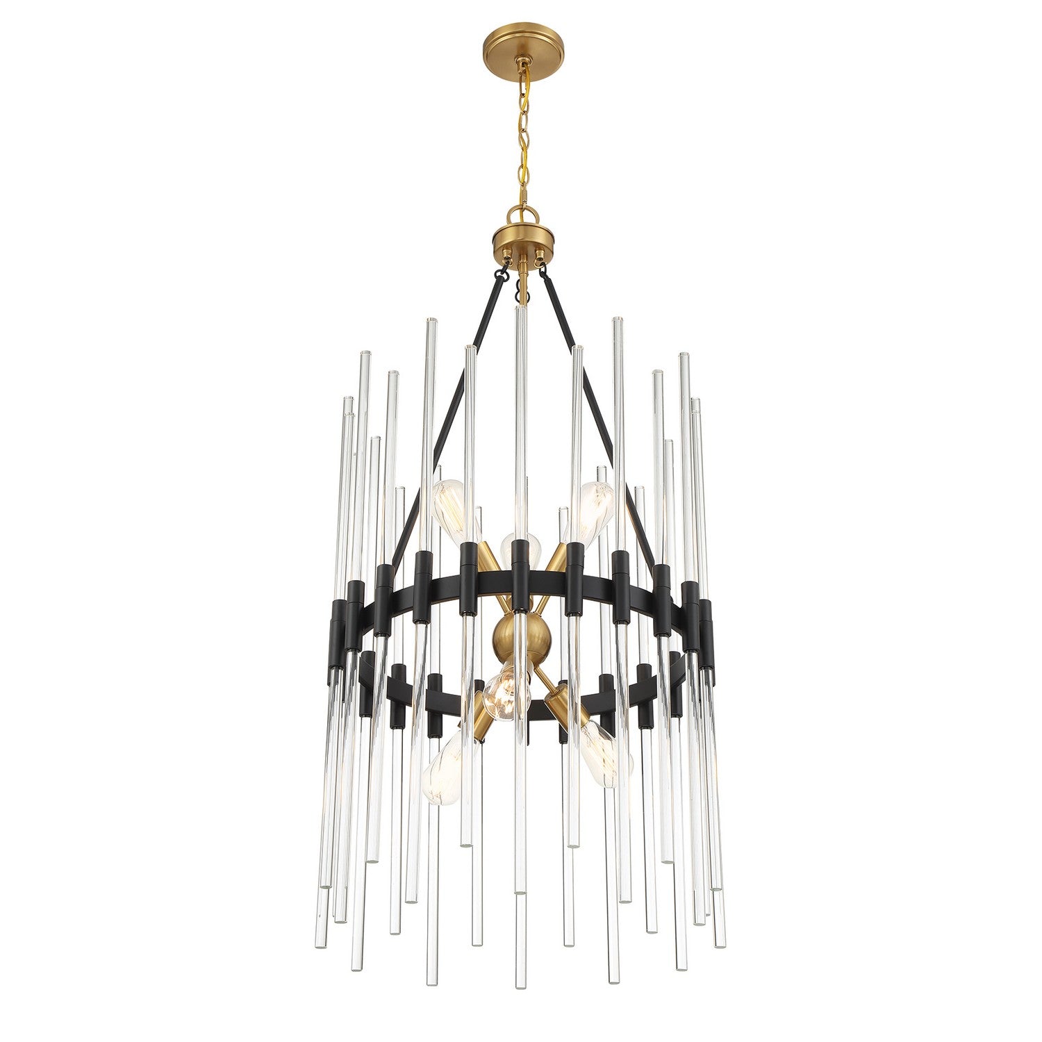 Savoy House - 3-1936-6-143 - Six Light Pendant - Santiago - Matte Black with Warm Brass Accents