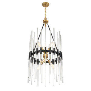 Savoy House - 3-1936-6-143 - Six Light Pendant - Santiago - Matte Black with Warm Brass Accents