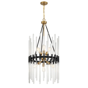 Savoy House - 3-1936-6-143 - Six Light Pendant - Santiago - Matte Black with Warm Brass Accents