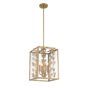 Savoy House - 3-4197-4-322 - Four Light Pendant - Birch - Warm Brass