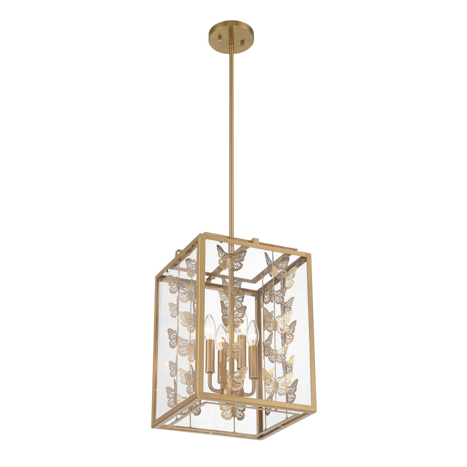 Savoy House - 3-4197-4-322 - Four Light Pendant - Birch - Warm Brass