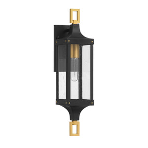 Savoy House - 5-275-144 - One Light Outdoor Wall Lantern - Glendale - Matte Black and Weathered Brushed Brass