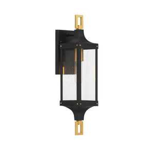 Savoy House - 5-275-144 - One Light Outdoor Wall Lantern - Glendale - Matte Black and Weathered Brushed Brass