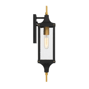 Savoy House - 5-275-144 - One Light Outdoor Wall Lantern - Glendale - Matte Black and Weathered Brushed Brass