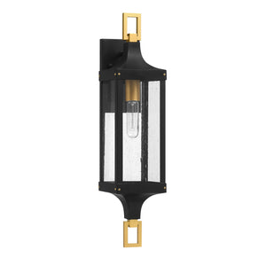 Savoy House - 5-276-144 - One Light Outdoor Wall Lantern - Glendale - Matte Black and Weathered Brushed Brass