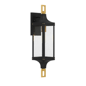 Savoy House - 5-276-144 - One Light Outdoor Wall Lantern - Glendale - Matte Black and Weathered Brushed Brass