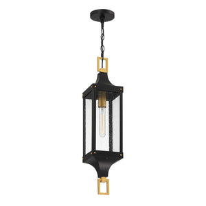 Savoy House - 5-277-144 - One Light Outdoor Hanging Lantern - Glendale - Matte Black and Weathered Brushed Brass