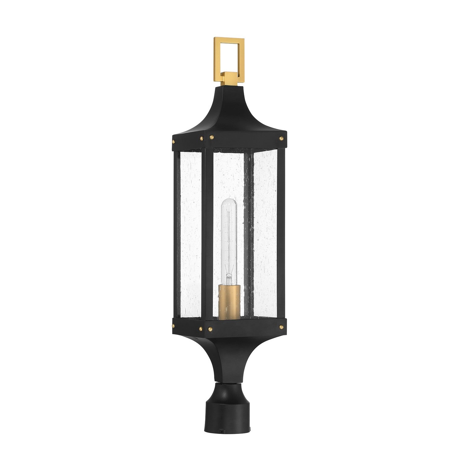 Savoy House - 5-278-144 - One Light Outdoor Post Lantern - Glendale - Matte Black and Weathered Brushed Brass