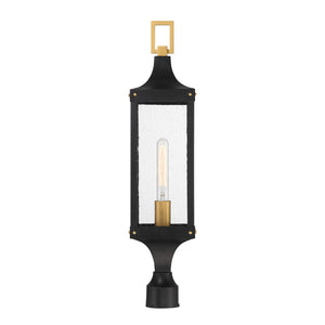 Savoy House - 5-278-144 - One Light Outdoor Post Lantern - Glendale - Matte Black and Weathered Brushed Brass