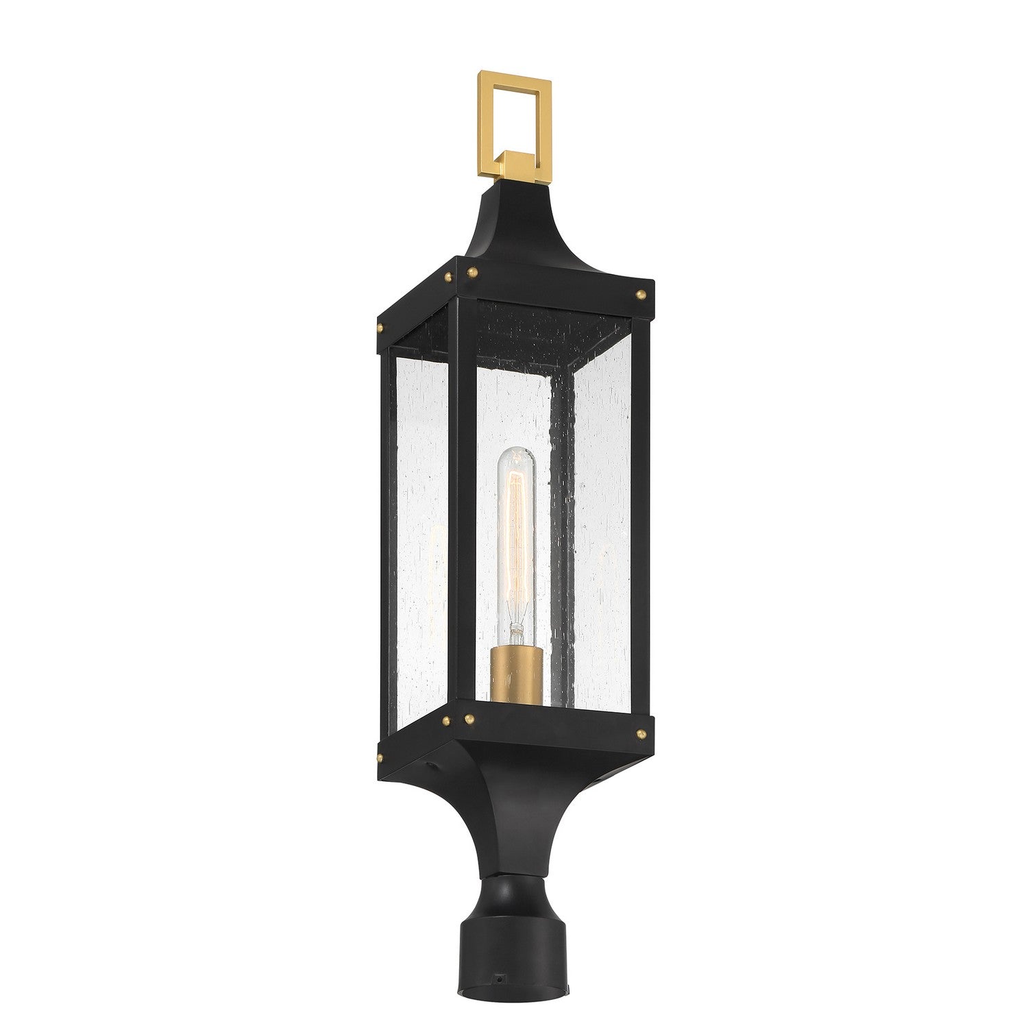 Savoy House - 5-278-144 - One Light Outdoor Post Lantern - Glendale - Matte Black and Weathered Brushed Brass