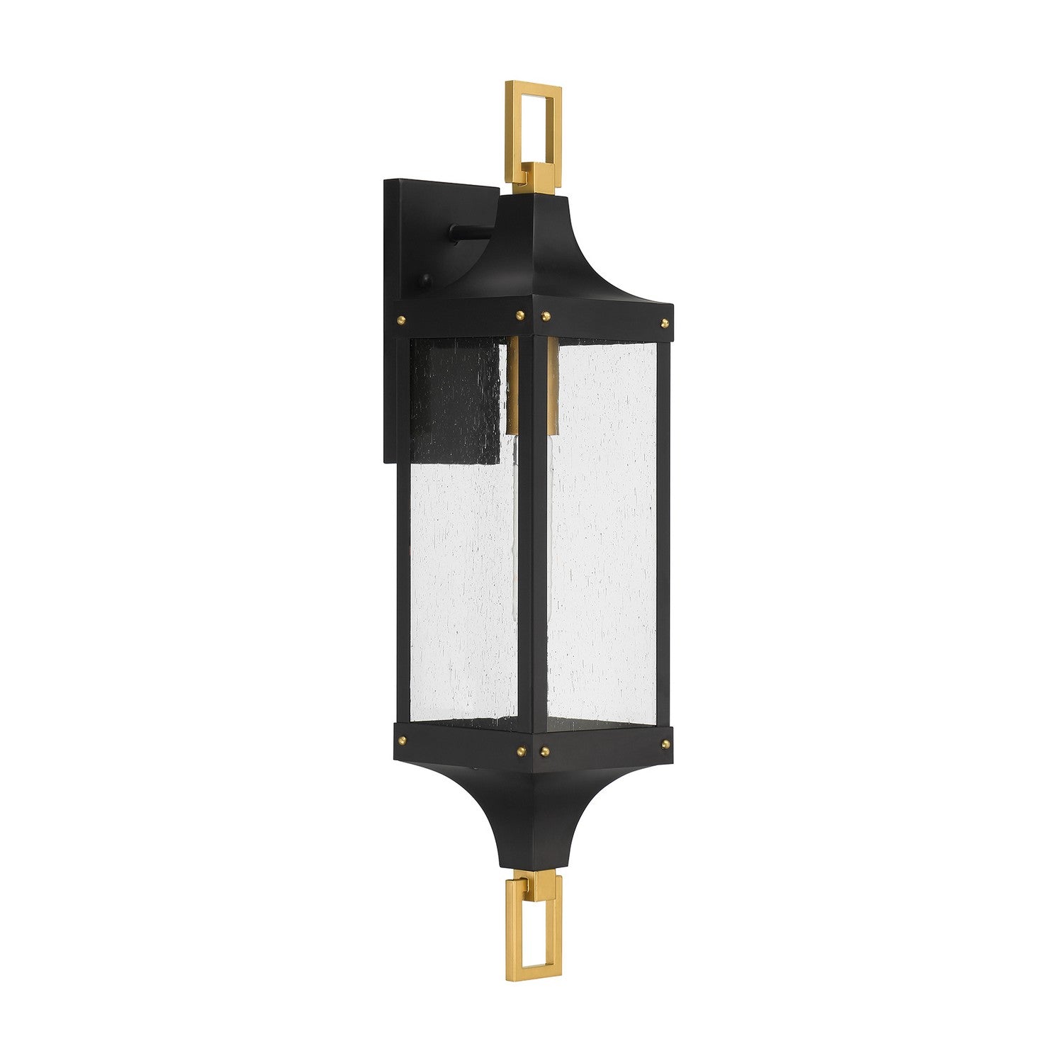 Savoy House - 5-279-144 - One Light Outdoor Wall Lantern - Glendale - Matte Black and Weathered Brushed Brass