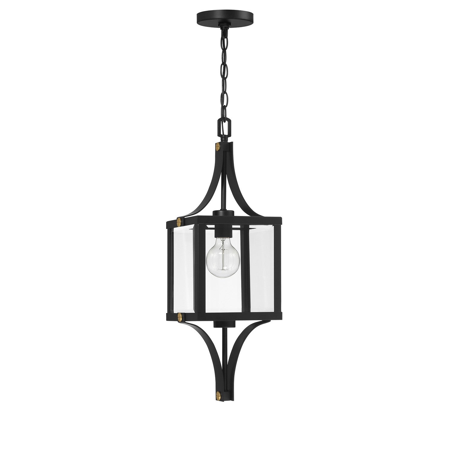 Savoy House - 5-475-144 - One Light Outdoor Hanging Lantern - Raeburn - Matte Black and Weathered Brushed Brass