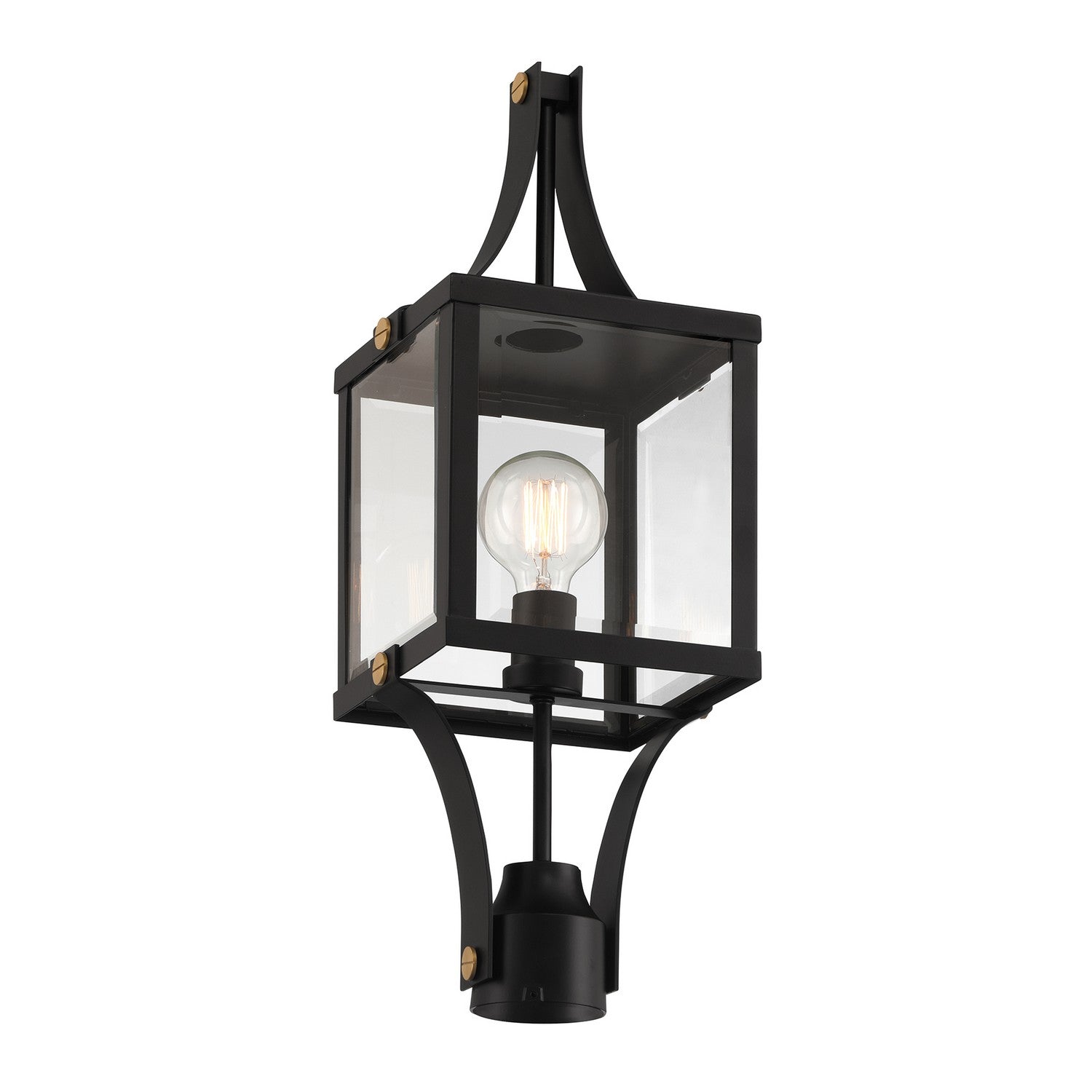 Savoy House - 5-476-144 - One Light Outdoor Post Lantern - Raeburn - Matte Black and Weathered Brushed Brass