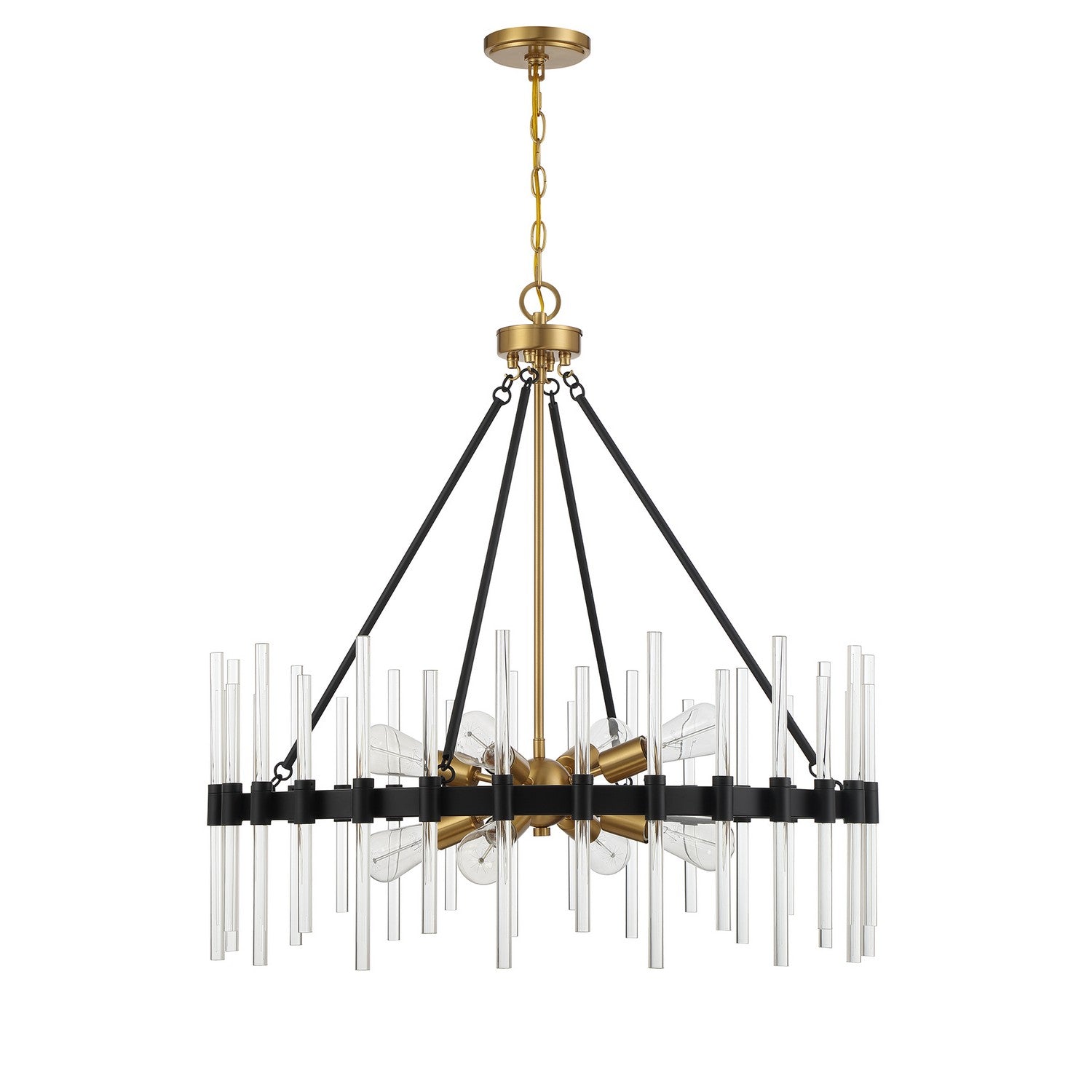 Savoy House - 7-1937-8-143 - Eight Light Pendant - Santiago - Matte Black with Warm Brass Accents