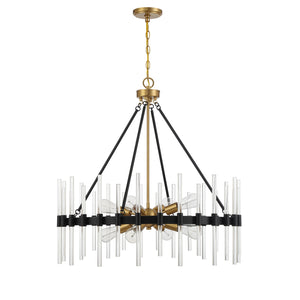 Savoy House - 7-1937-8-143 - Eight Light Pendant - Santiago - Matte Black with Warm Brass Accents