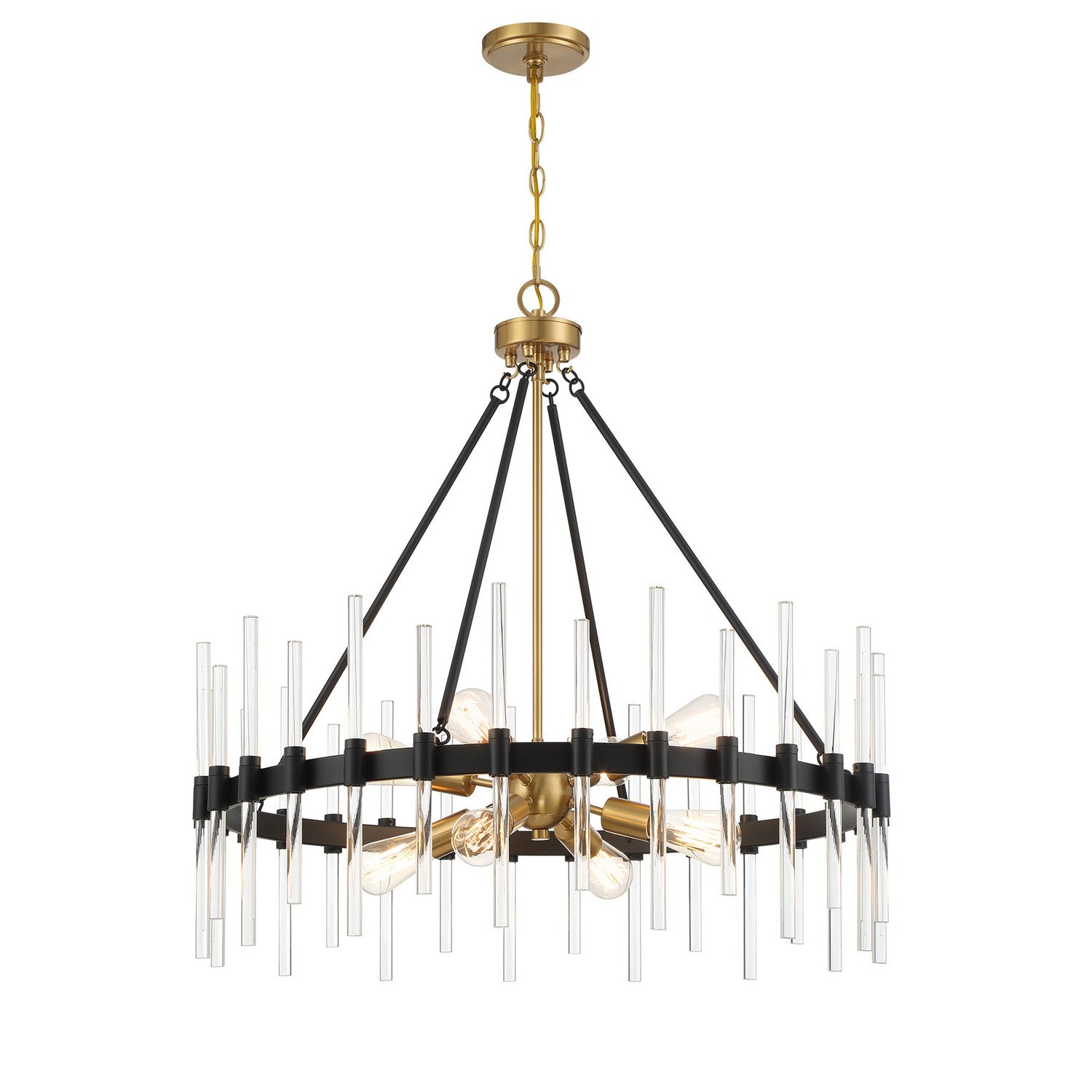 Savoy House - 7-1937-8-143 - Eight Light Pendant - Santiago - Matte Black with Warm Brass Accents