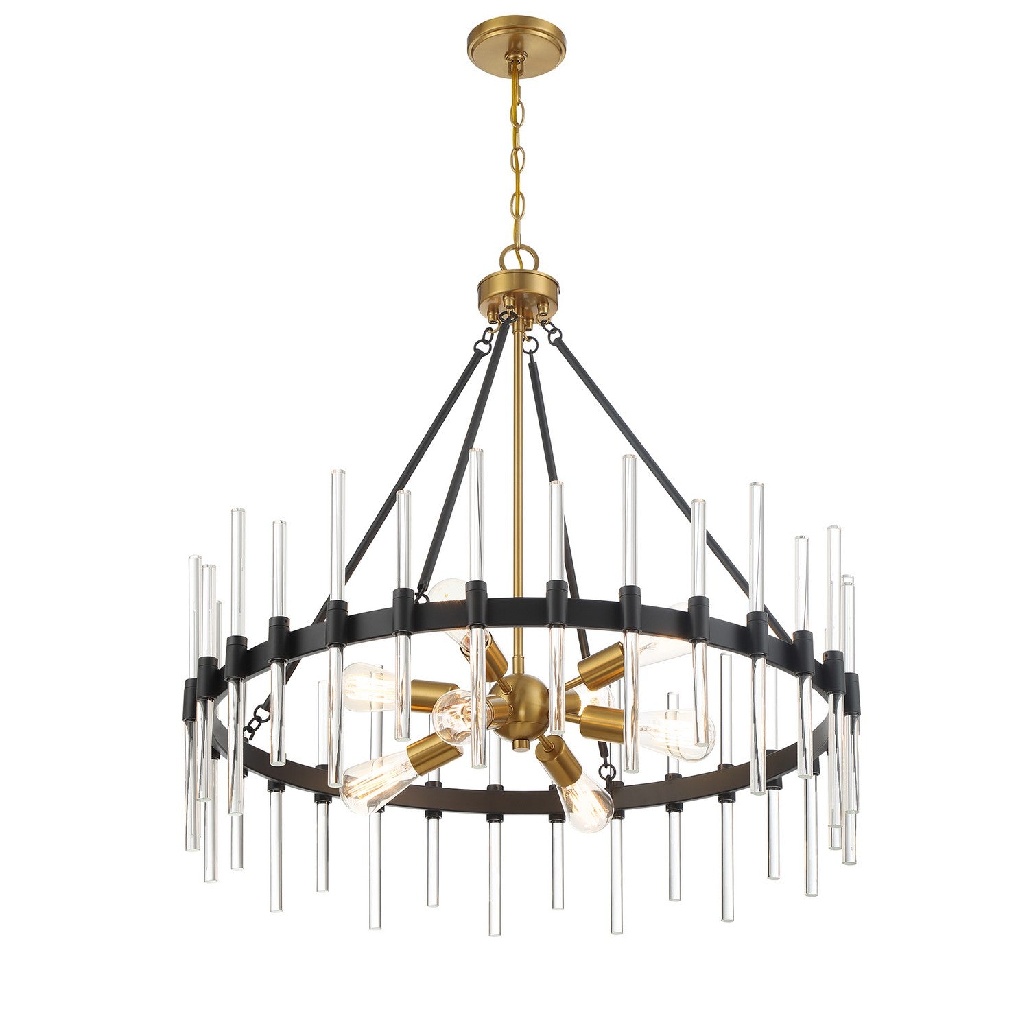 Savoy House - 7-1937-8-143 - Eight Light Pendant - Santiago - Matte Black with Warm Brass Accents