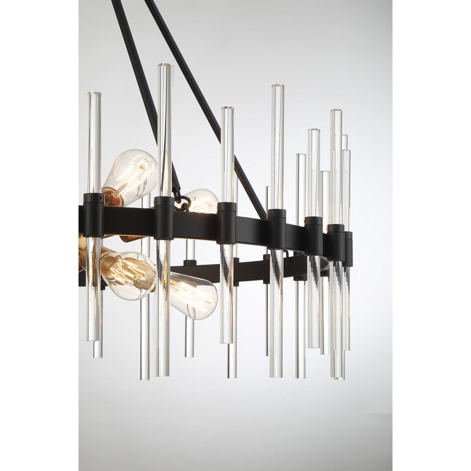 Savoy House - 7-1937-8-143 - Eight Light Pendant - Santiago - Matte Black with Warm Brass Accents