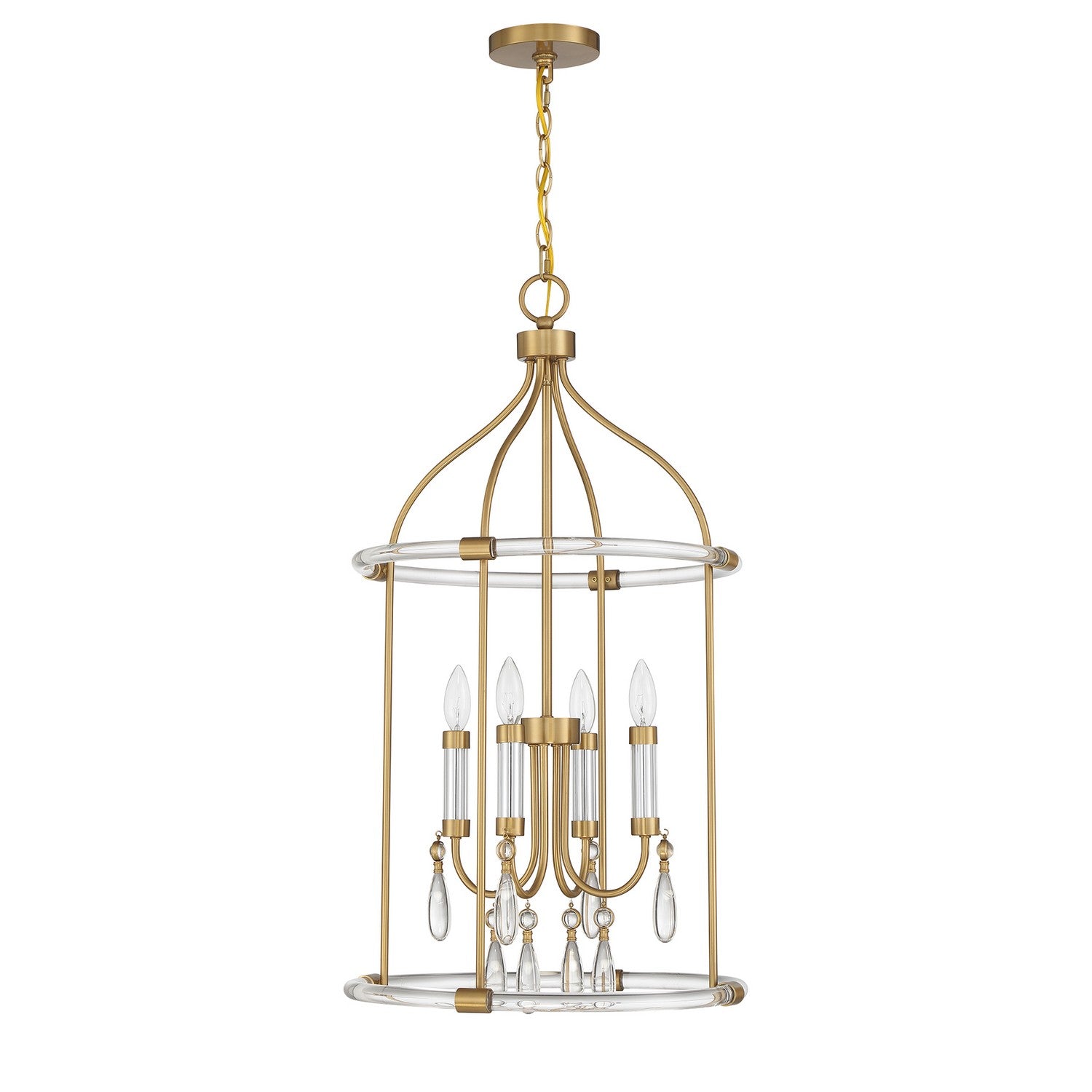 Savoy House - 7-7714-4-195 - Four Light Pendant - Mayfair - Warm Brass and Chrome