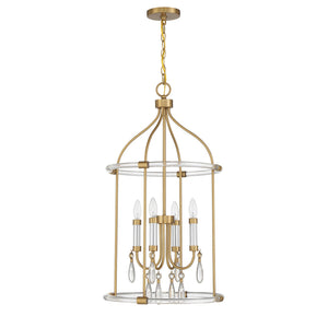 Savoy House - 7-7714-4-195 - Four Light Pendant - Mayfair - Warm Brass and Chrome