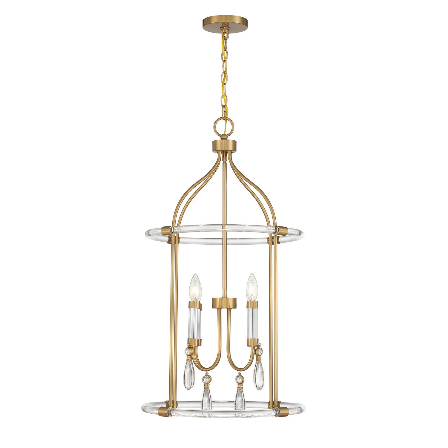 Savoy House - 7-7714-4-195 - Four Light Pendant - Mayfair - Warm Brass and Chrome