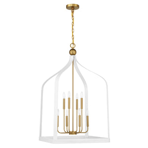 Savoy House - 7-7800-8-142 - Eight Light Pendant - Sheffield - White with Warm Brass Accents