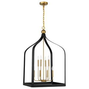 Savoy House - 7-7800-8-143 - Eight Light Pendant - Sheffield - Matte Black with Warm Brass Accents