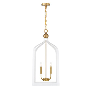 Savoy House - 7-7802-4-142 - Four Light Pendant - Sheffield - White with Warm Brass Accents