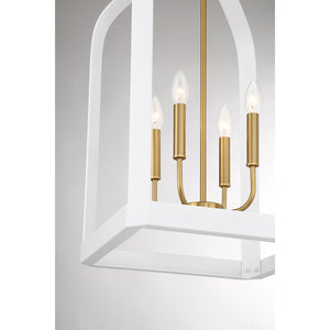 Savoy House - 7-7802-4-142 - Four Light Pendant - Sheffield - White with Warm Brass Accents