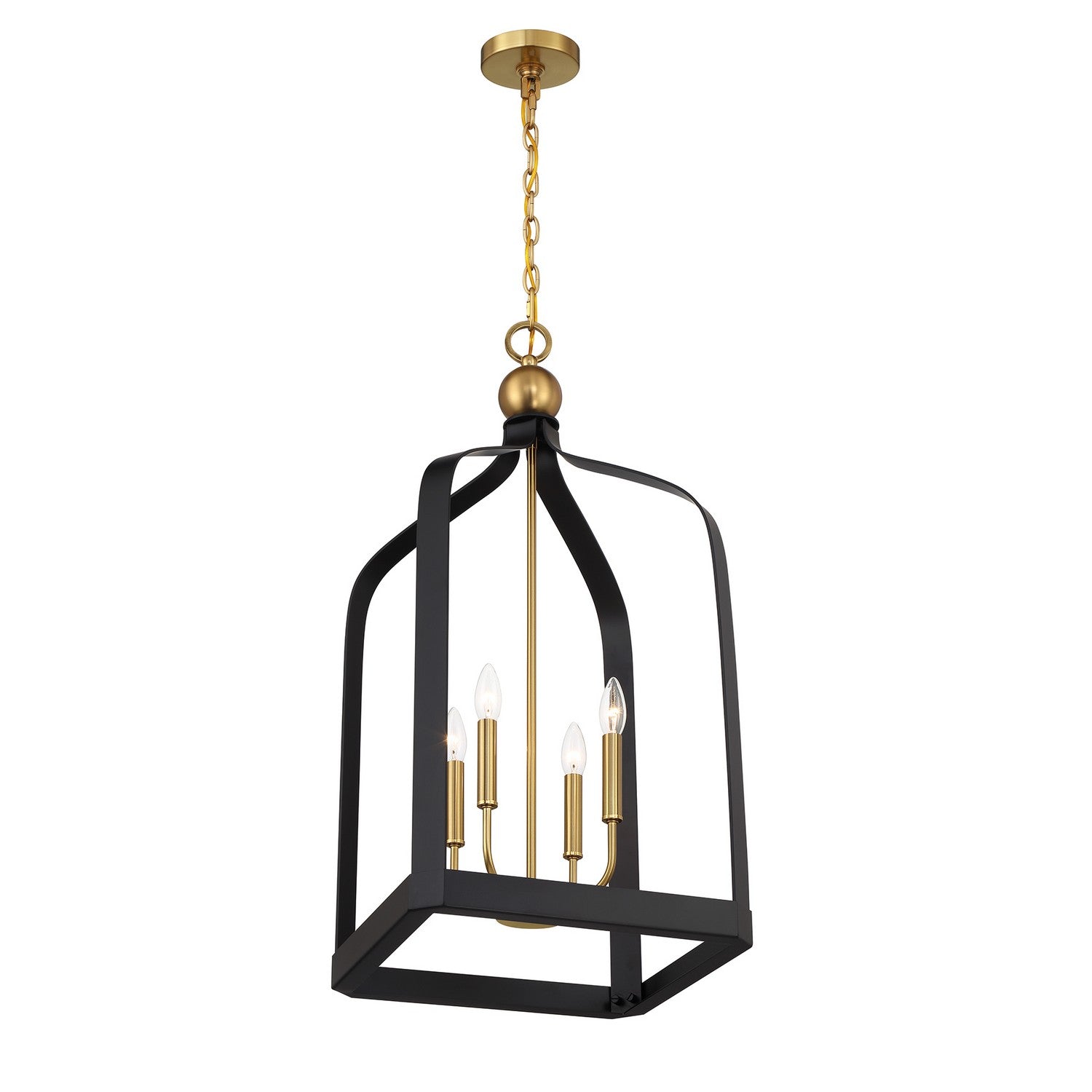 Savoy House - 7-7802-4-143 - Four Light Pendant - Sheffield - Matte Black with Warm Brass Accents