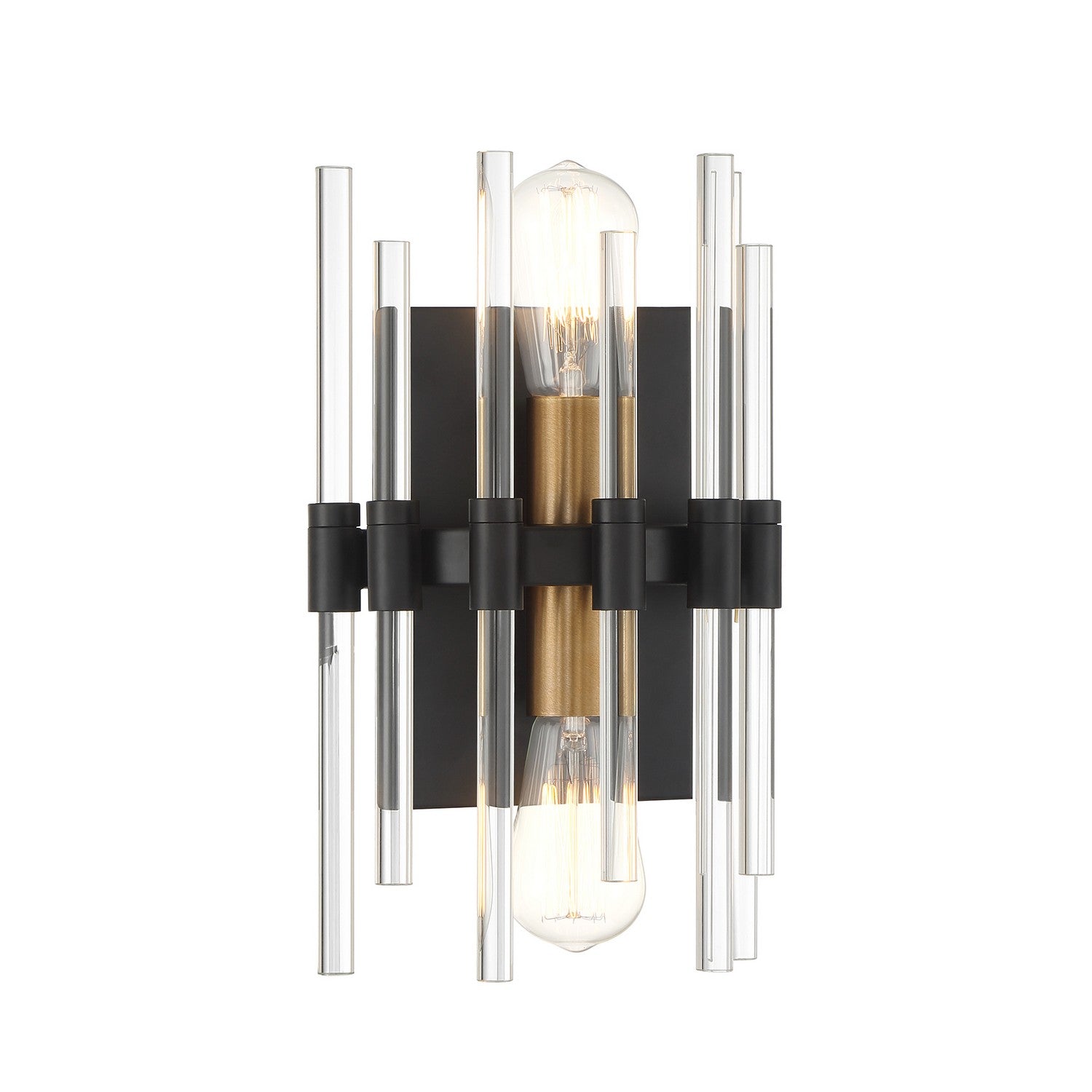 Savoy House - 9-1935-2-143 - Two Light Wall Sconce - Santiago - Matte Black with Warm Brass Accents