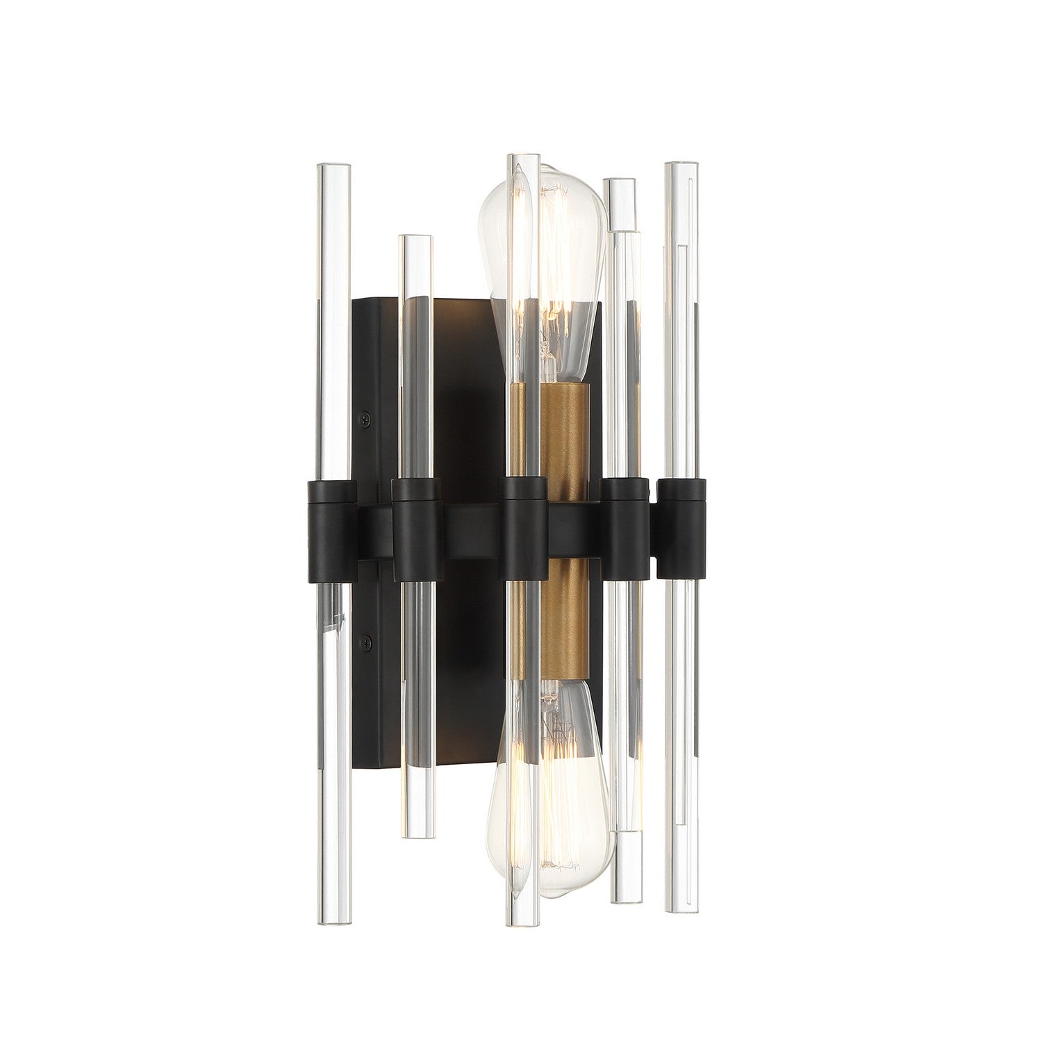 Savoy House - 9-1935-2-143 - Two Light Wall Sconce - Santiago - Matte Black with Warm Brass Accents