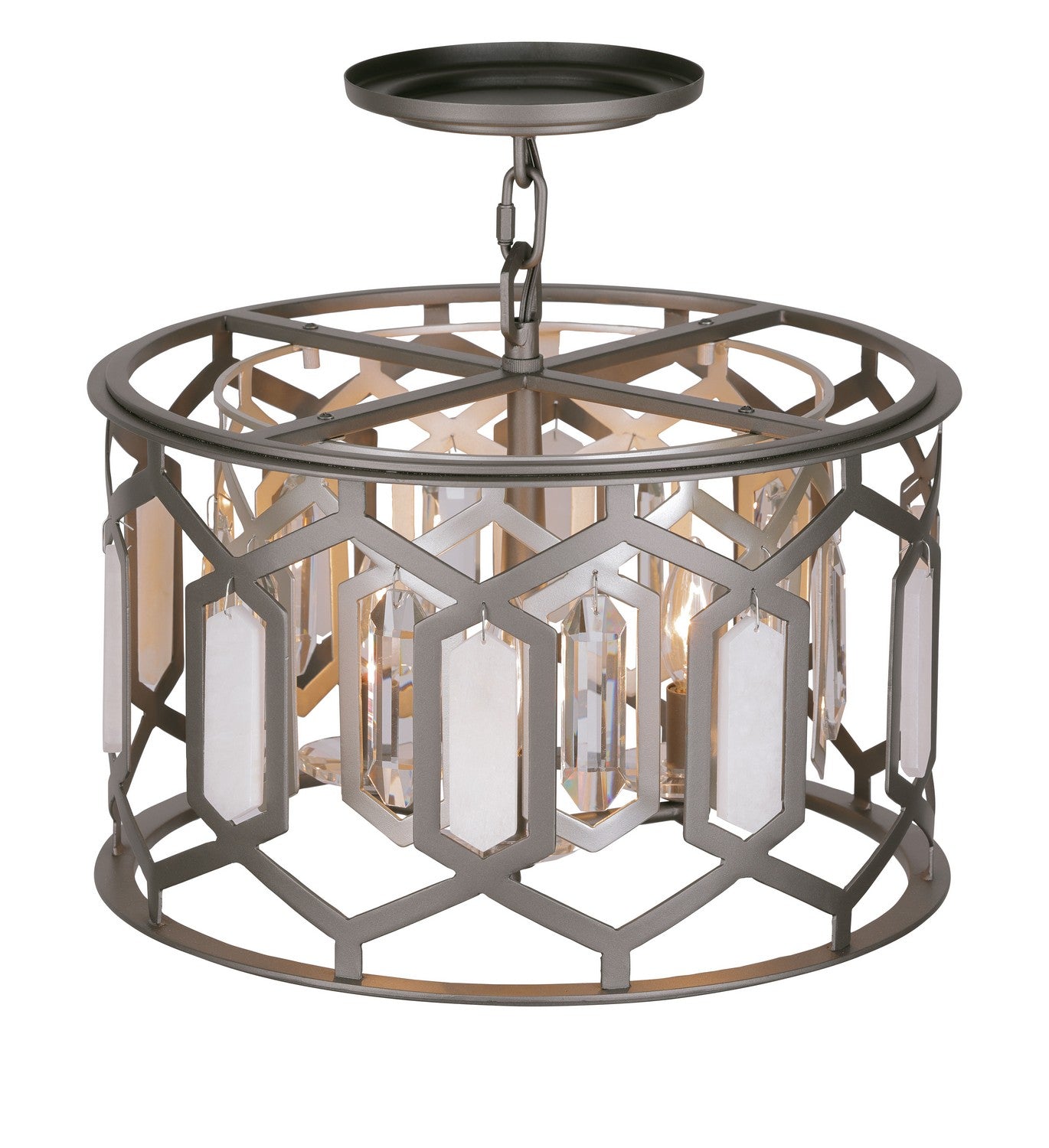 Minka-Lavery - 3585-795 - Three Light Semi Flush Mount - Hexly - Bronze & Sultry Sliver