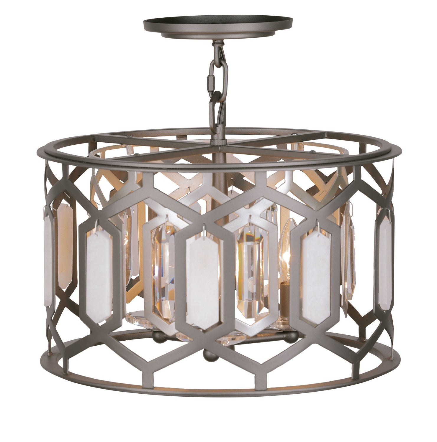 Minka-Lavery - 3585-795 - Three Light Semi Flush Mount - Hexly - Bronze & Sultry Sliver