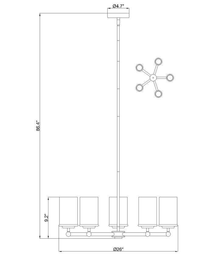 Z-Lite - 742-5BN - Five Light Chandelier - Thayer - Brushed Nickel