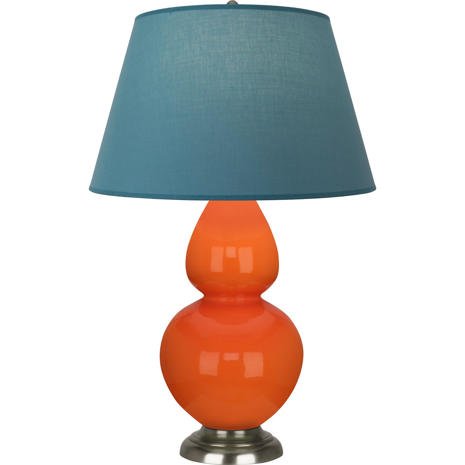 Robert Abbey - 1675B - One Light Table Lamp - Double Gourd - Pumpkin Glazed Ceramic w/Antique Silvered