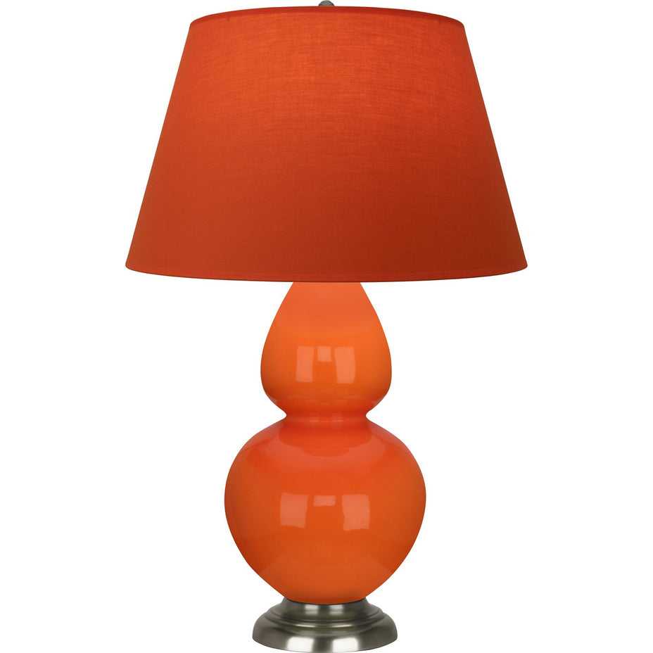 Robert Abbey - 1675T - One Light Table Lamp - Double Gourd - Pumpkin Glazed Ceramic w/Antique Silver