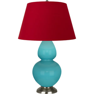 Robert Abbey - 1741R - One Light Table Lamp - Double Gourd - Egg Blue Glazed Ceramic w/Antique Silvered