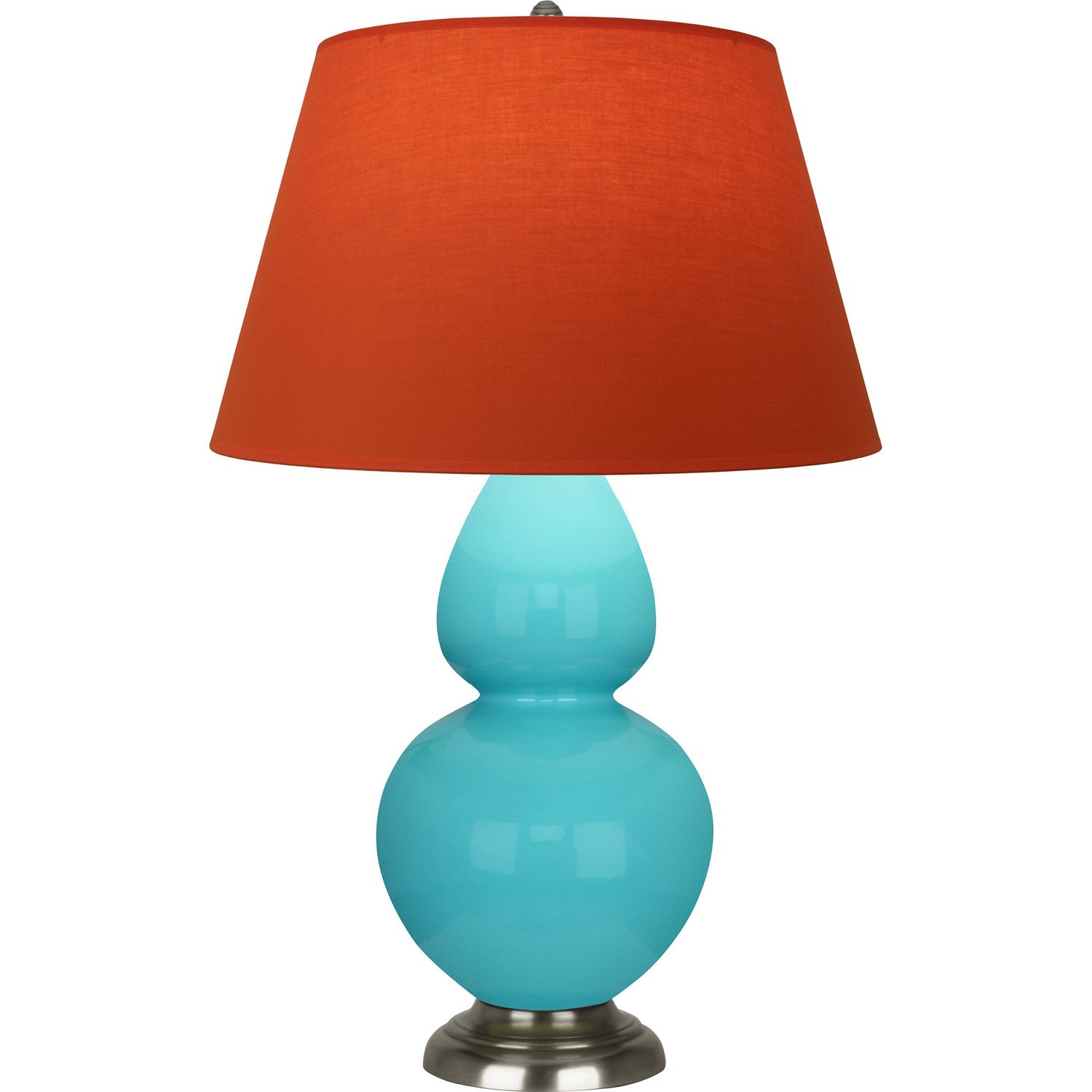 Robert Abbey - 1741T - One Light Table Lamp - Double Gourd - Egg Blue Glazed Ceramic w/Antique Silvered