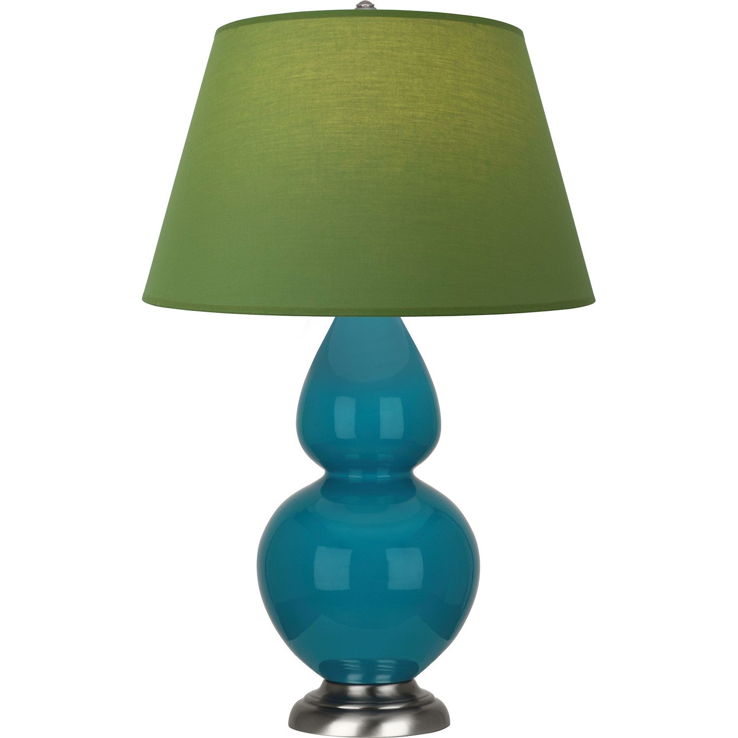 Robert Abbey - 1753G - One Light Table Lamp - Double Gourd - Peacock Glazed Ceramic w/Antique Silvered
