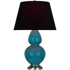 Robert Abbey - 1753K - One Light Table Lamp - Double Gourd - Peacock Glazed Ceramic w/Antique Silvered
