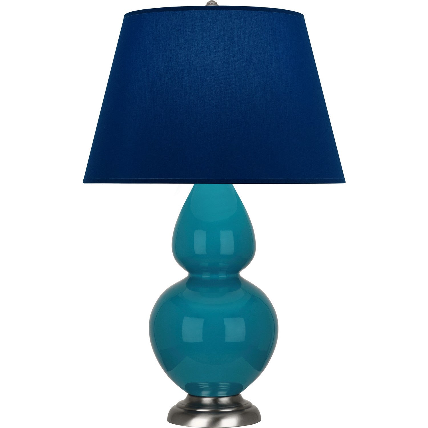 Robert Abbey - 1753N - One Light Table Lamp - Double Gourd - Peacock Glazed Ceramic w/Antique Silvered